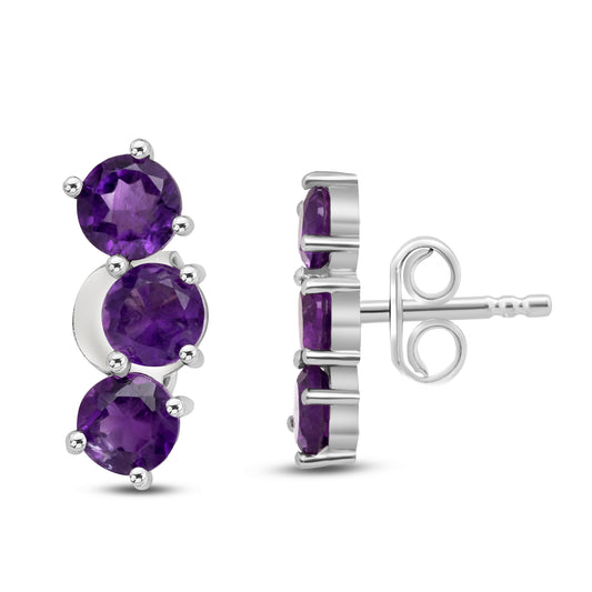 Trilune-Amethyst Earrings CME- 550