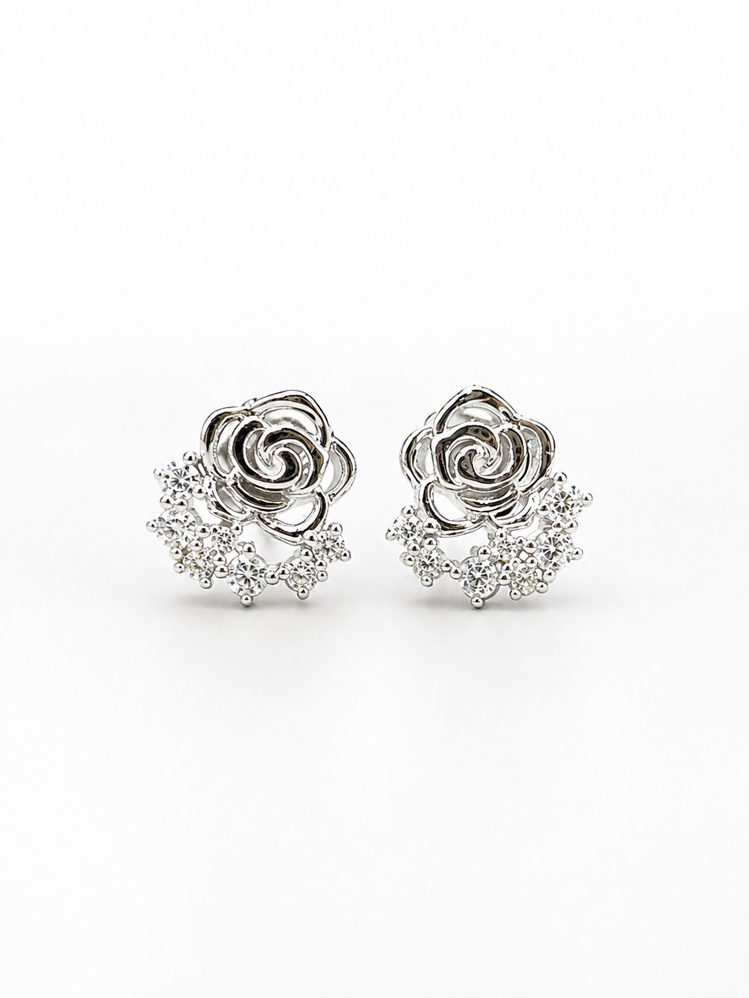 Silver Rose Studs