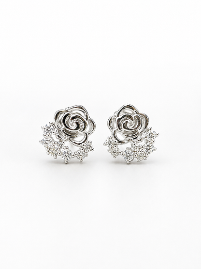 Silver Rose Studs