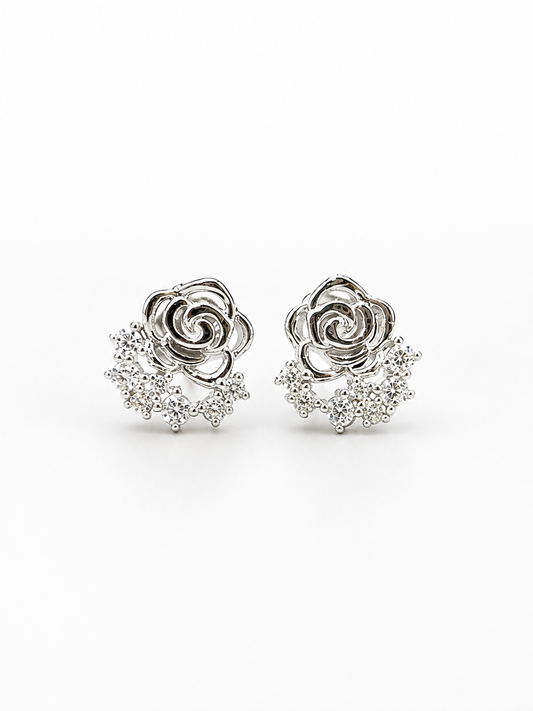 Silver Rose Studs