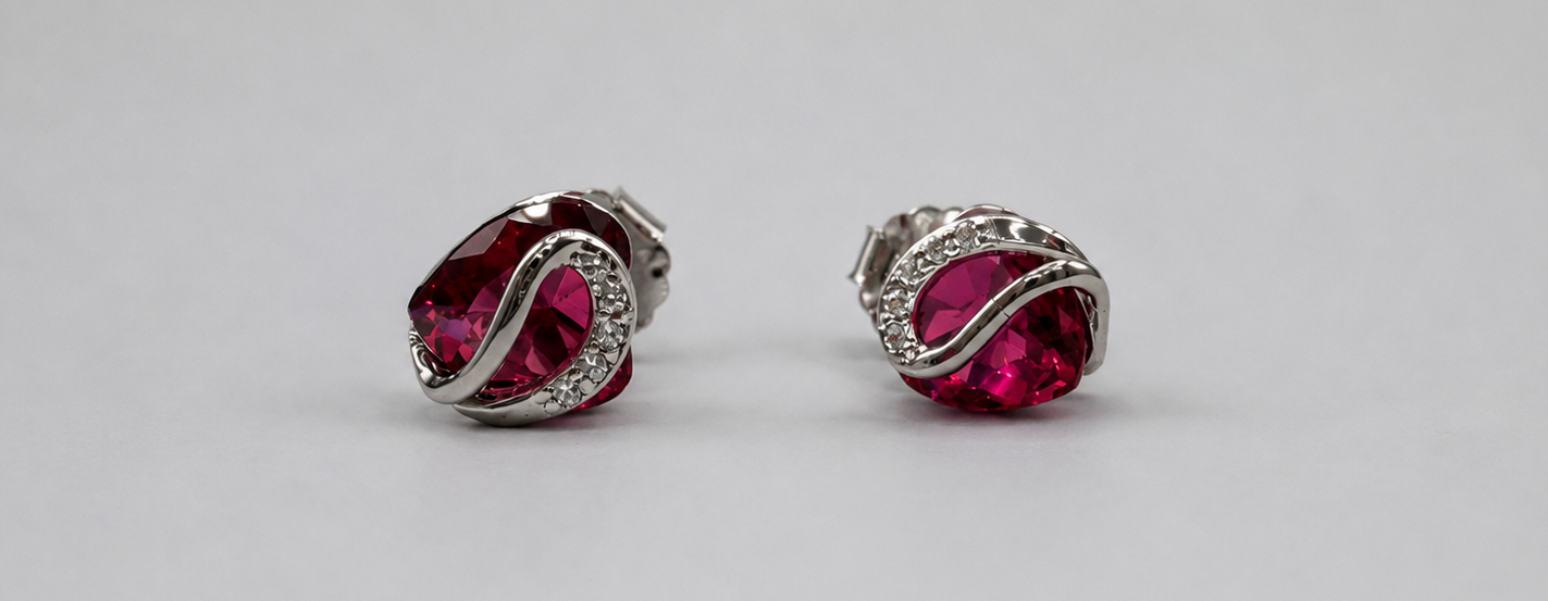 Ruby Swirl Drop Earring