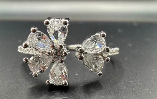 Crystal Bloom Adjustable Ring