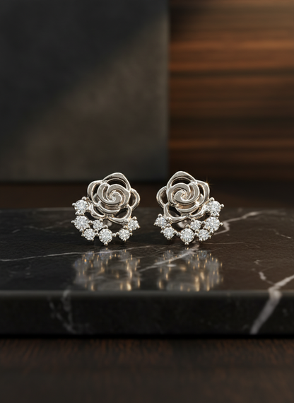 Silver Rose Studs